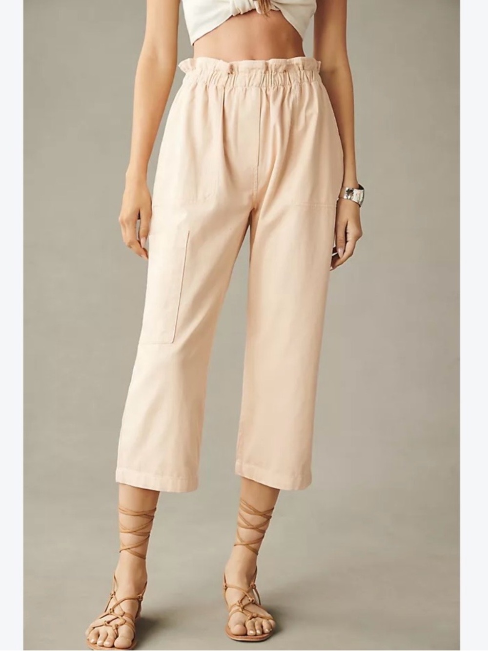 By Anthropologie XL Paperbag Cropped Wide Leg Pants